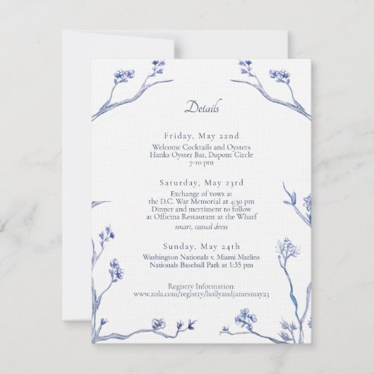Carte de détails pour le mariage de Holly et James (Devant)