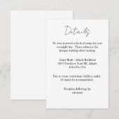 Carte de détails pour tout mariage (Devant / Derrière)
