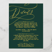 Carte de détails romantique Emerald Green et Gold (Recto)