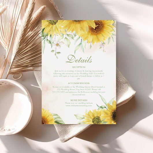Carte de détails Rustic Sunflower Delight Enclosur