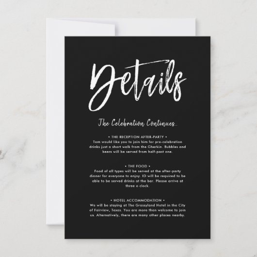 Carte de détails | Script noir solide (Devant)