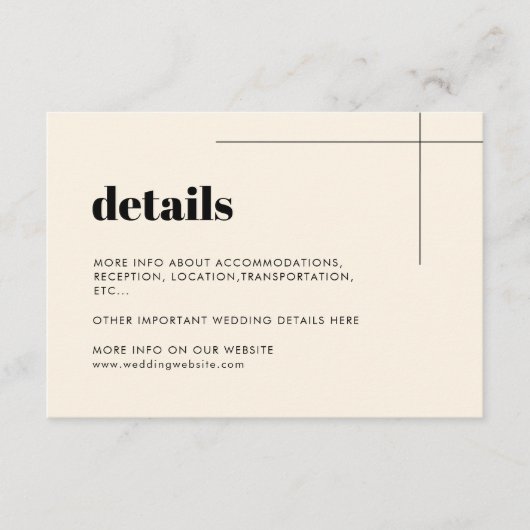 Carte de détails simple, élégante et chic (Devant)