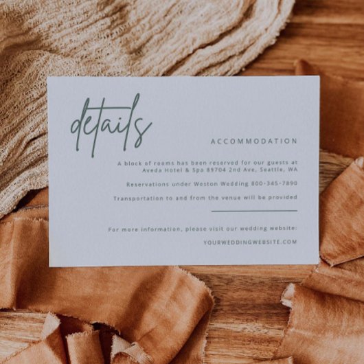 Carte de détails simple pour invitation de mariage