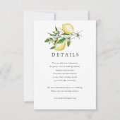 Carte de détails sur l'aquarelle florale de citron (Devant)