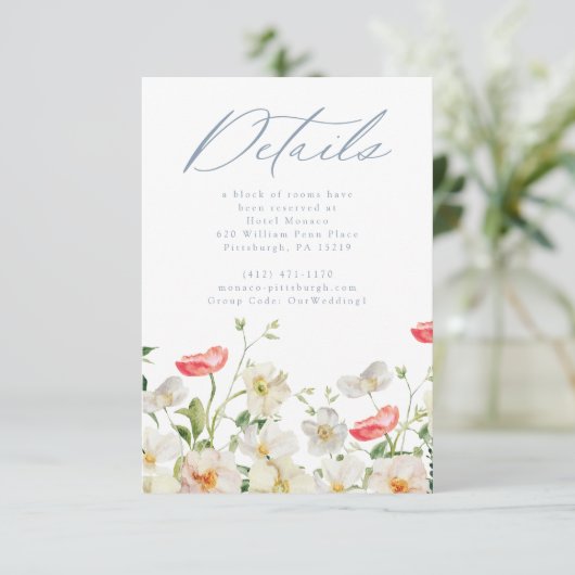 Carte de détails sur le Mariage d'aquarelle Spring (Debout devant)