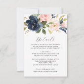Carte de détails sur le Mariage floral Blush Navy (Devant)