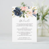 Carte de détails sur le Mariage floral Blush Navy (Debout devant)
