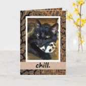Carte de détente pour chat noir (Fleur jaune)