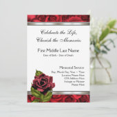 Carte de deuil à la rose rouge Annonce funéraire (Debout devant)