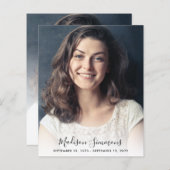 Carte de deuil pour photo funéraire du Merci budgé (Devant / Derrière)