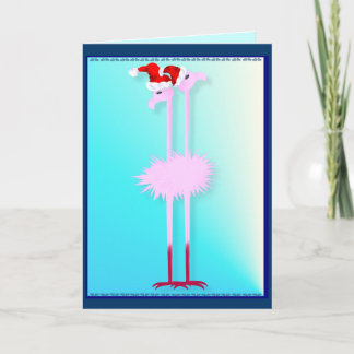 Carte de deux Flamants roses de Noël