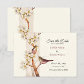 Carte de Deux Oiseaux pour Sauver la Date (Devant / Derrière)