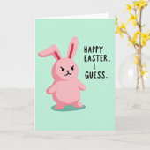 Carte de devinette de Pâques de lapin grincheux (Fleur jaune)
