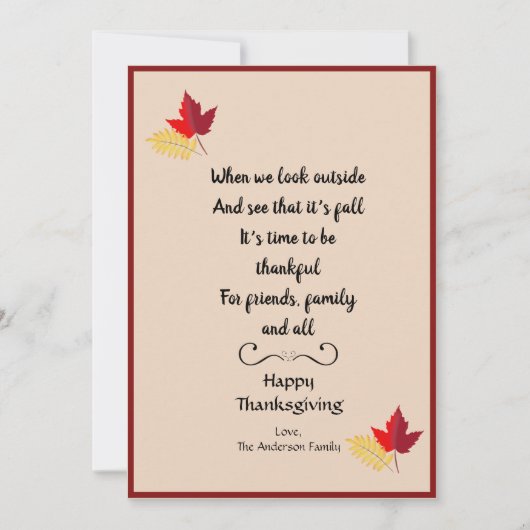 Carte de devis photo Bon thanksgiving automne (Devant)