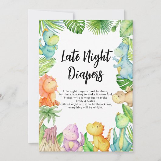 Carte de Diapeurs de nuit Baby shower Dinosaur (Devant)