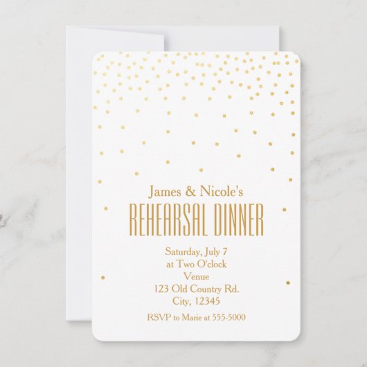 Carte de dîner de répétition à points de confettis (Devant)