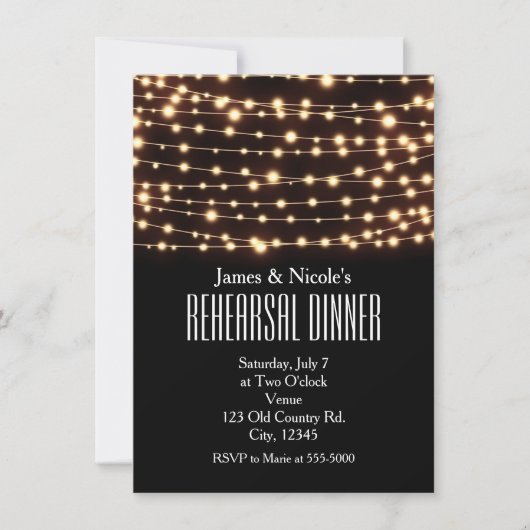 Carte de dîner de répétition Amber Glow String Lig (Devant)