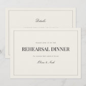 Carte de Dîner De Répétition Beige Moderne Et Élég (Devant / Derrière)