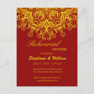 Carte de Dîner de Répétition Bourgogne et jaune