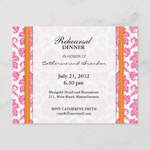 Carte de Dîner de Répétition Damask Rose et Orange