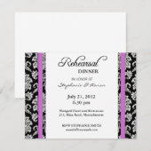 Carte de dîner de répétition de damas violet (Devant / Derrière)