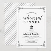 Carte de dîner de répétition de mariage à typograp (Devant / Derrière)