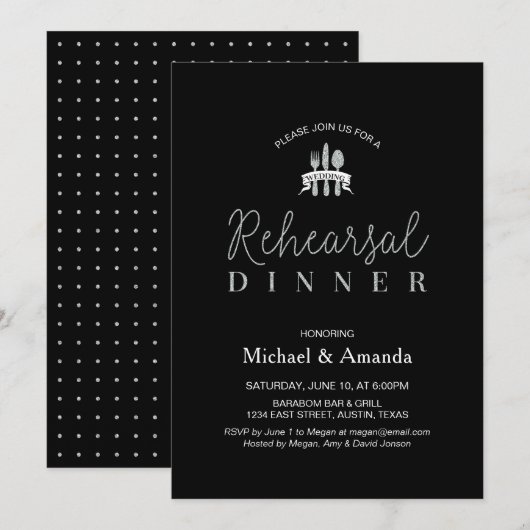 Carte de dîner de répétition de mariage simple mod (Devant / Derrière)