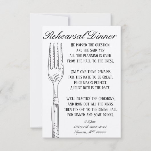 Carte de dîner de répétition personnalisable (Devant)