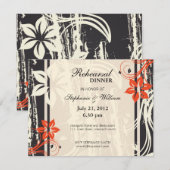 Carte de dîner de répétition Red Swirl en noir (Devant / Derrière)