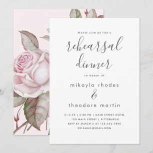 Carte de dîner Mariage Roses Roses Roses Roses Ros