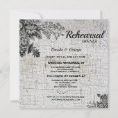 Carte de dîner vintage Fleurs noires/grises (Dos)