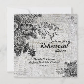 Carte de dîner vintage Fleurs noires/grises (Devant)