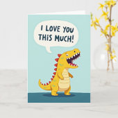 Carte de dinosaure « Je t'aime beaucoup » (Fleur jaune)