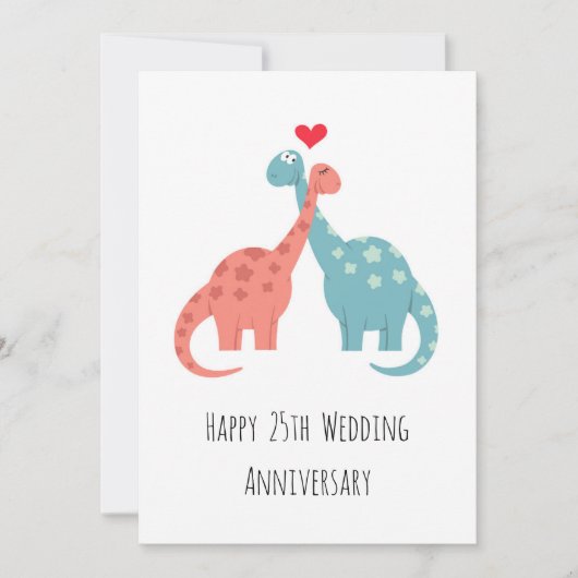Carte de Dinosaures mignonnes du 25e anniversaire (Devant)