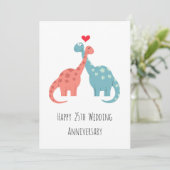 Carte de Dinosaures mignonnes du 25e anniversaire (Debout devant)