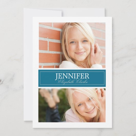 Carte de diplôme photo bleu et blanc (Devant)