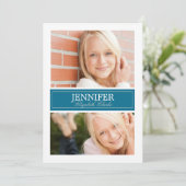 Carte de diplôme photo bleu et blanc (Debout devant)