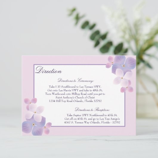 Carte de direction 3,5 x 5 Hydrangea - Violet (Debout devant)