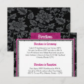Carte de direction 3,5 x 5 noir Floral Hot Pink St (Devant / Derrière)