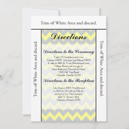 Carte de direction 3,5x6 Chevron Jaune et gris (Devant)
