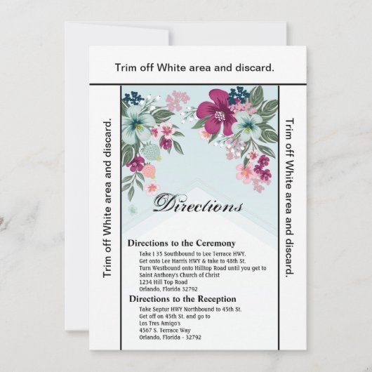 Carte de direction 3,5x6 Fleur tropicale sur Blue (Devant)