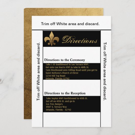 Carte de direction 3.5x6 Grille moderne Noir Blanc (Devant / Derrière)