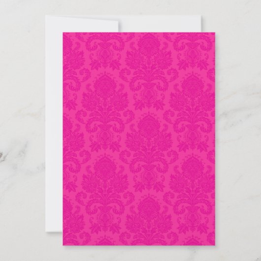 Carte de direction 3.5x6 Hot Pink Damask (Dos)