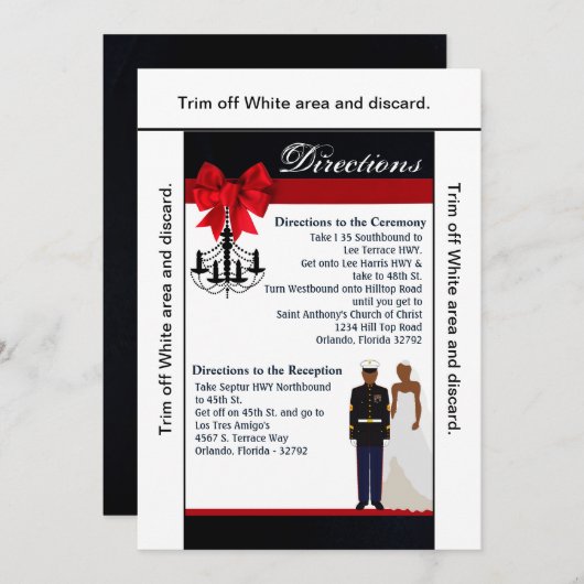 Carte de direction 3.5x6 Marine African Ameri Unif (Devant / Derrière)