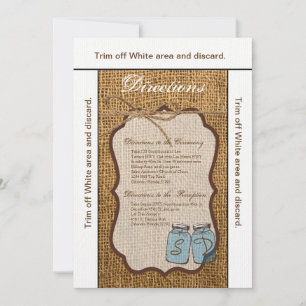 Carte de direction 3.5x6 Mason Jar Burlap Country