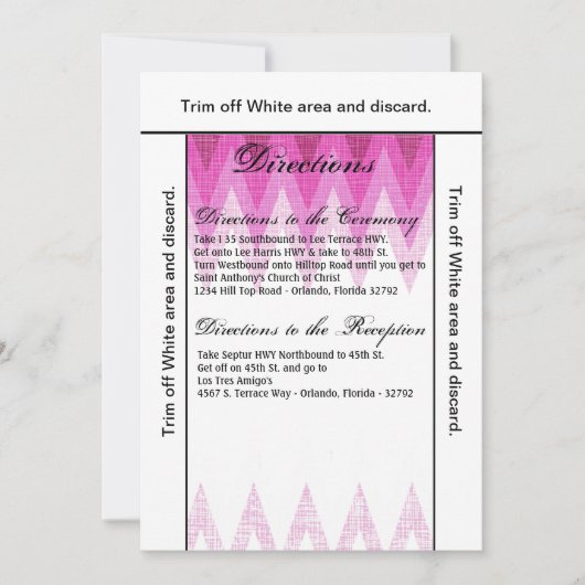 Carte de direction 3,5x6 Ombre Chevron rose (Devant)