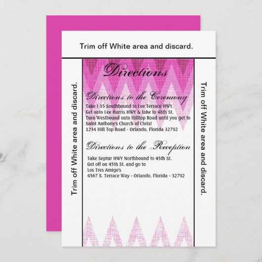 Carte de direction 3,5x6 Ombre Chevron rose (Devant / Derrière)