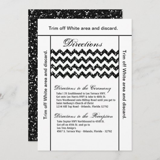 Carte de direction 3.5x6 Parties scintillant noire (Devant / Derrière)