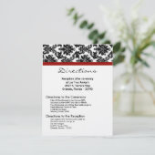 Carte de direction 4x5 Noir Damas rouge Réception (Debout devant)