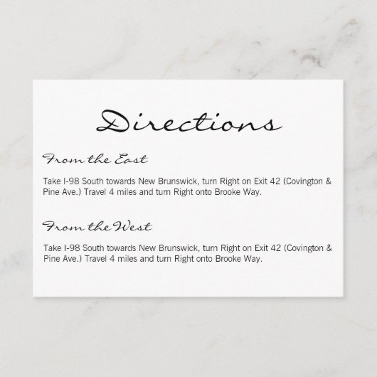 Carte de direction | Blanc de base (Devant)